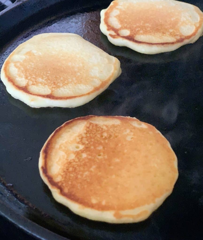 browned pancakes in a skillet