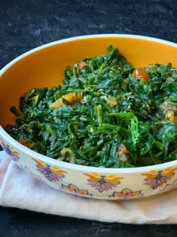 a bowl of sautéed spinach