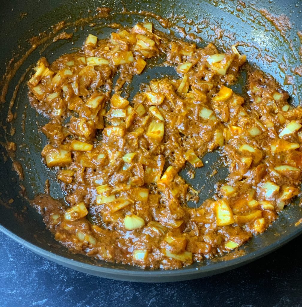 sautéed onions mixed with curry paste