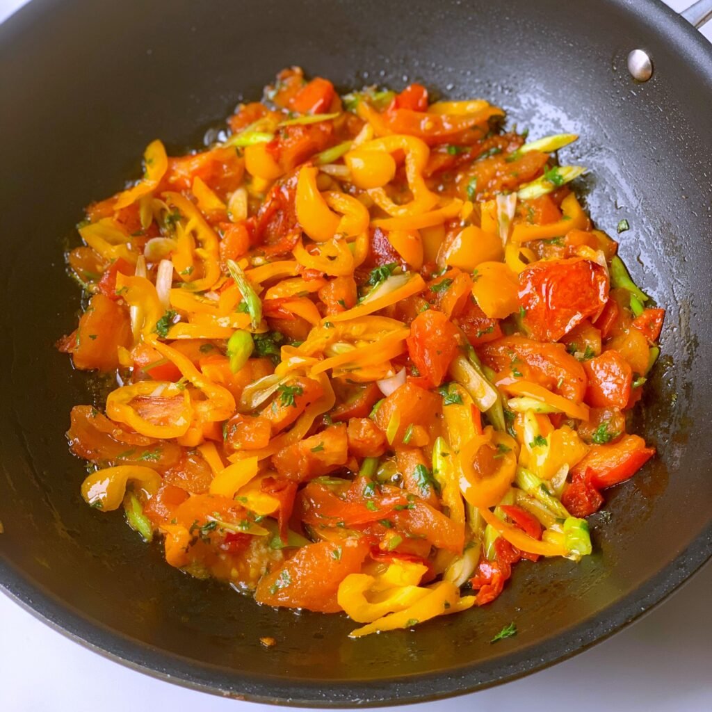 aromatics sautéing in pan