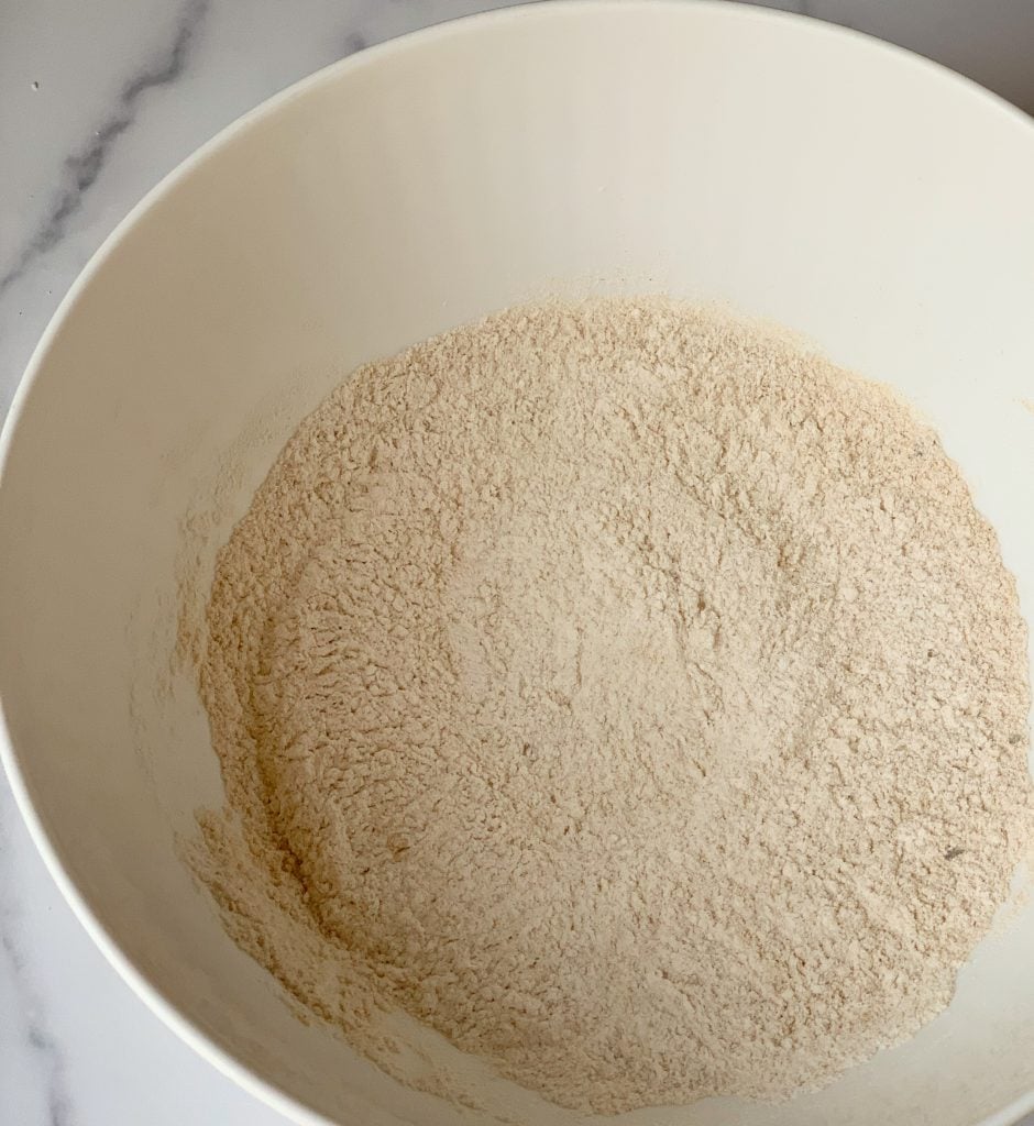 a bowl of seasoned flour