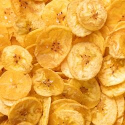 crispy homemade plantain chips with kosher salt