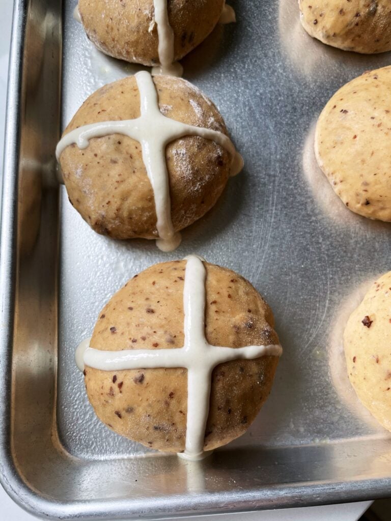 batter on top of cross buns