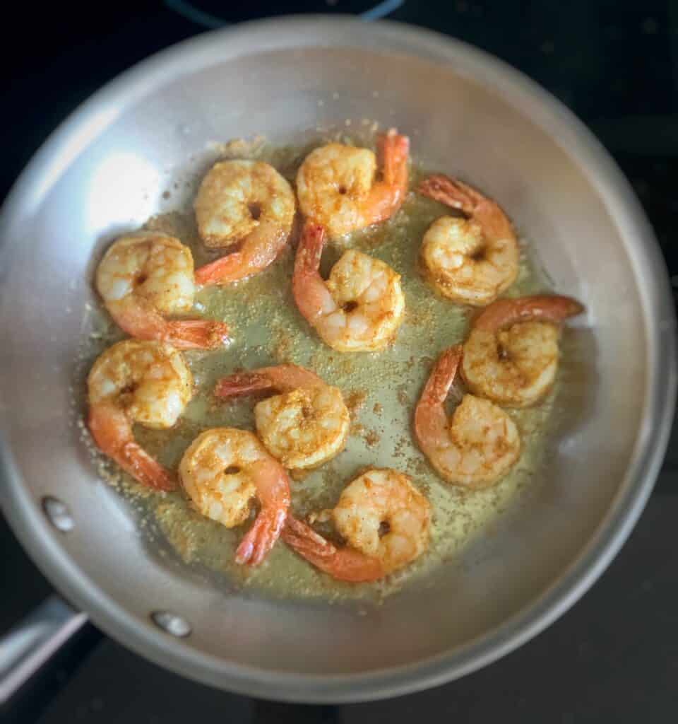 Shrimp in a frying pan