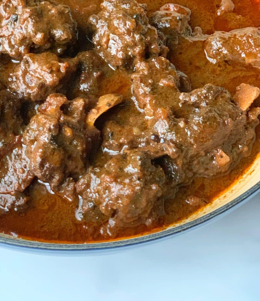 close up view of oxtail stew