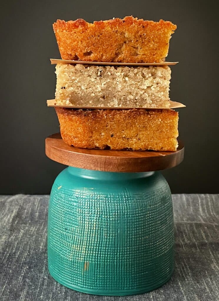 stacked slices of cassava pone