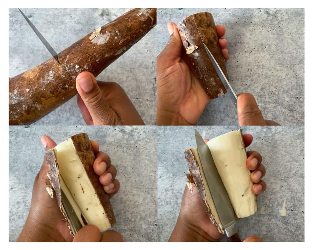 Peeling Cassava