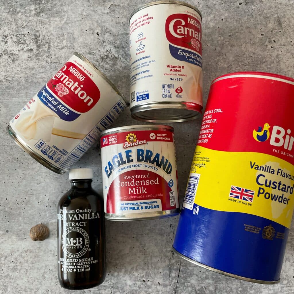 ingredients for Guyanese custard block