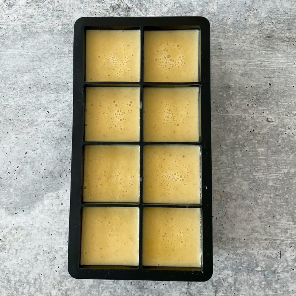 custard block poured into ice cube trays