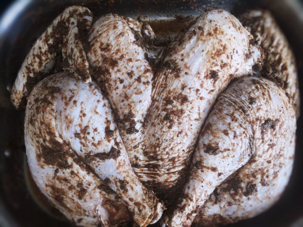 Seasoned Spatchcock jerk turkey