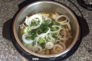 onions added to instant pot chicken foot souse