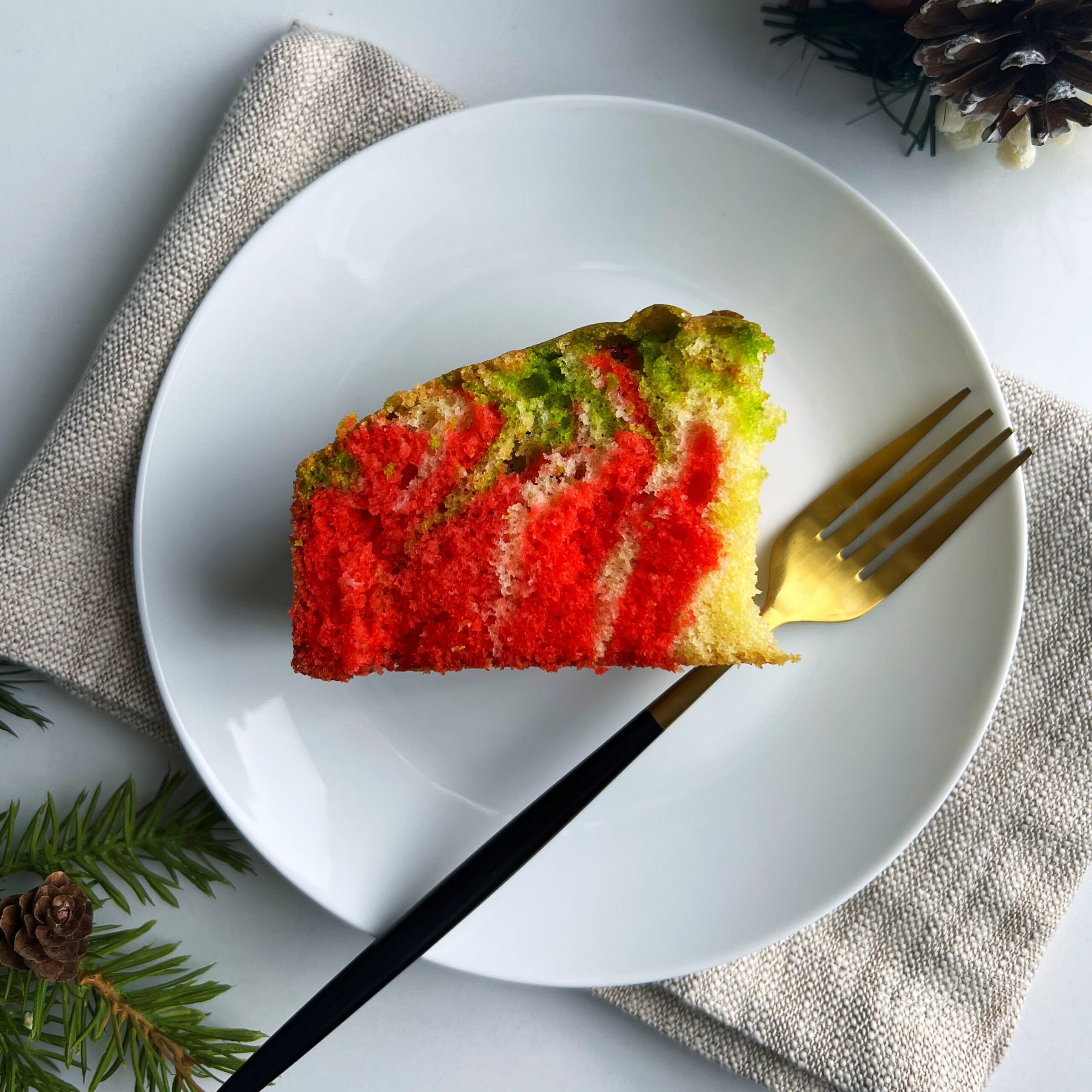 Tri-Colored Christmas Bundt Cake