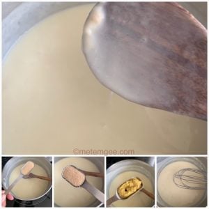 5 step visual showing how to prepare cheese sauce for macaroni and cheese