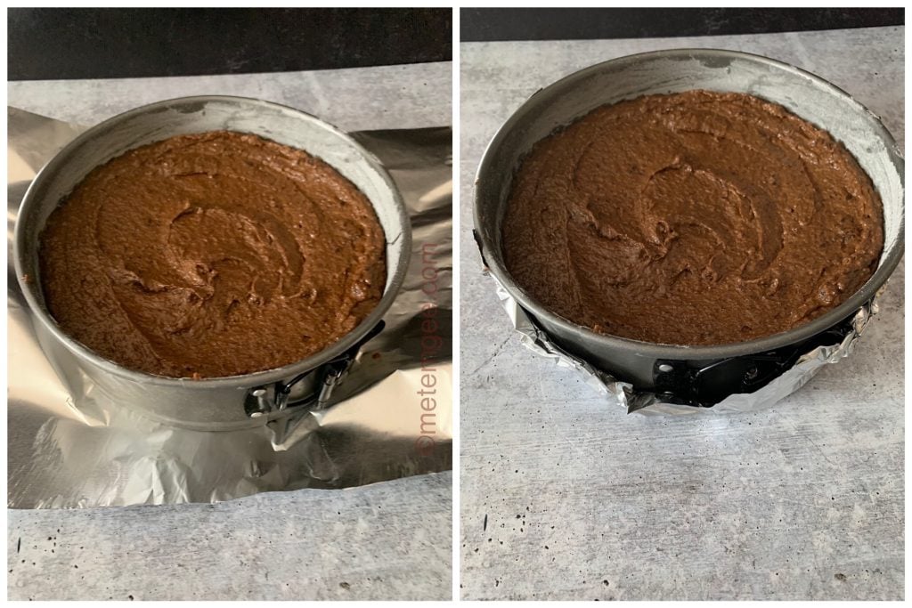 side by side images of uncooked Guyanese black cake