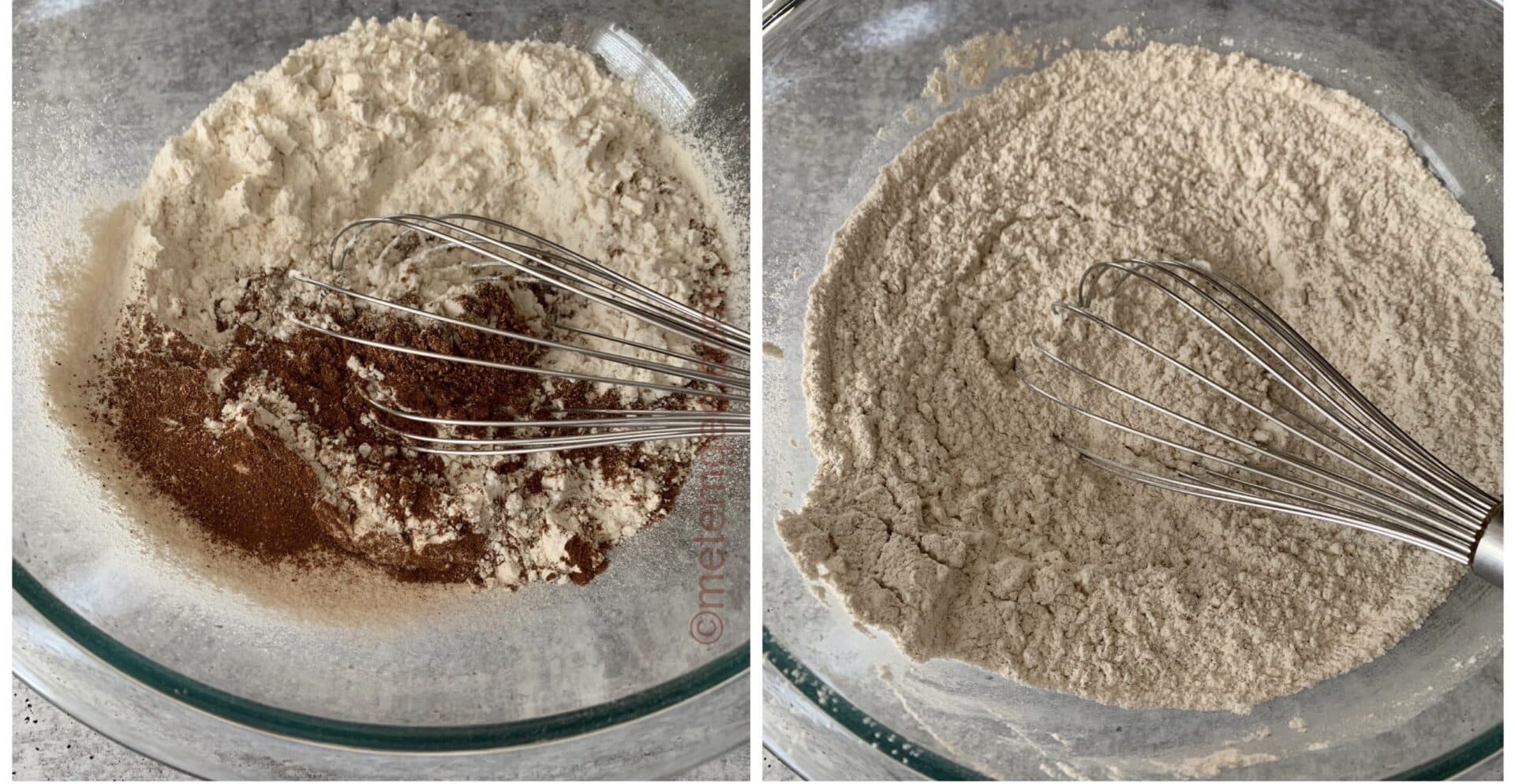 preparing dry ingredients for black cake recipe