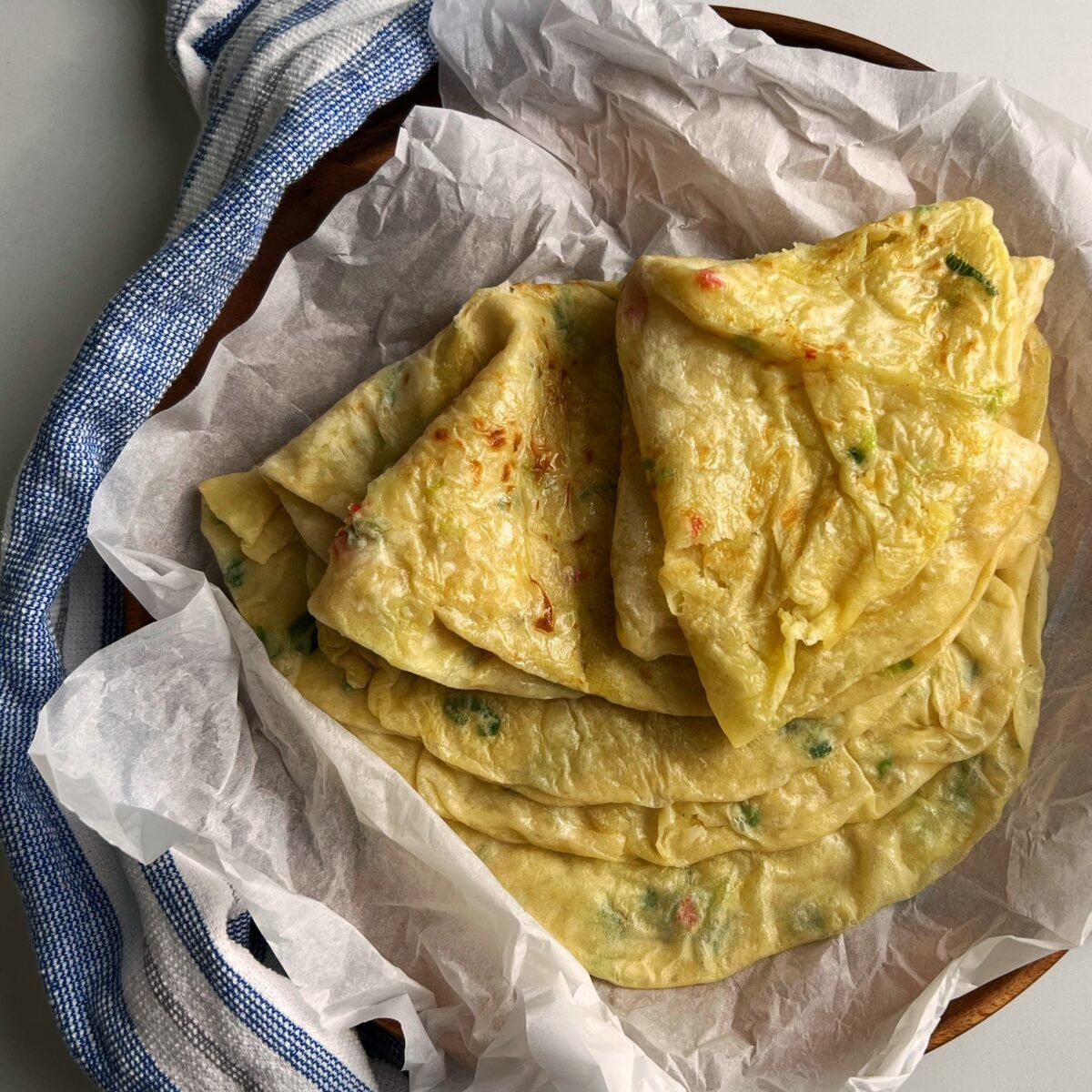 Potato roti on parchment paper