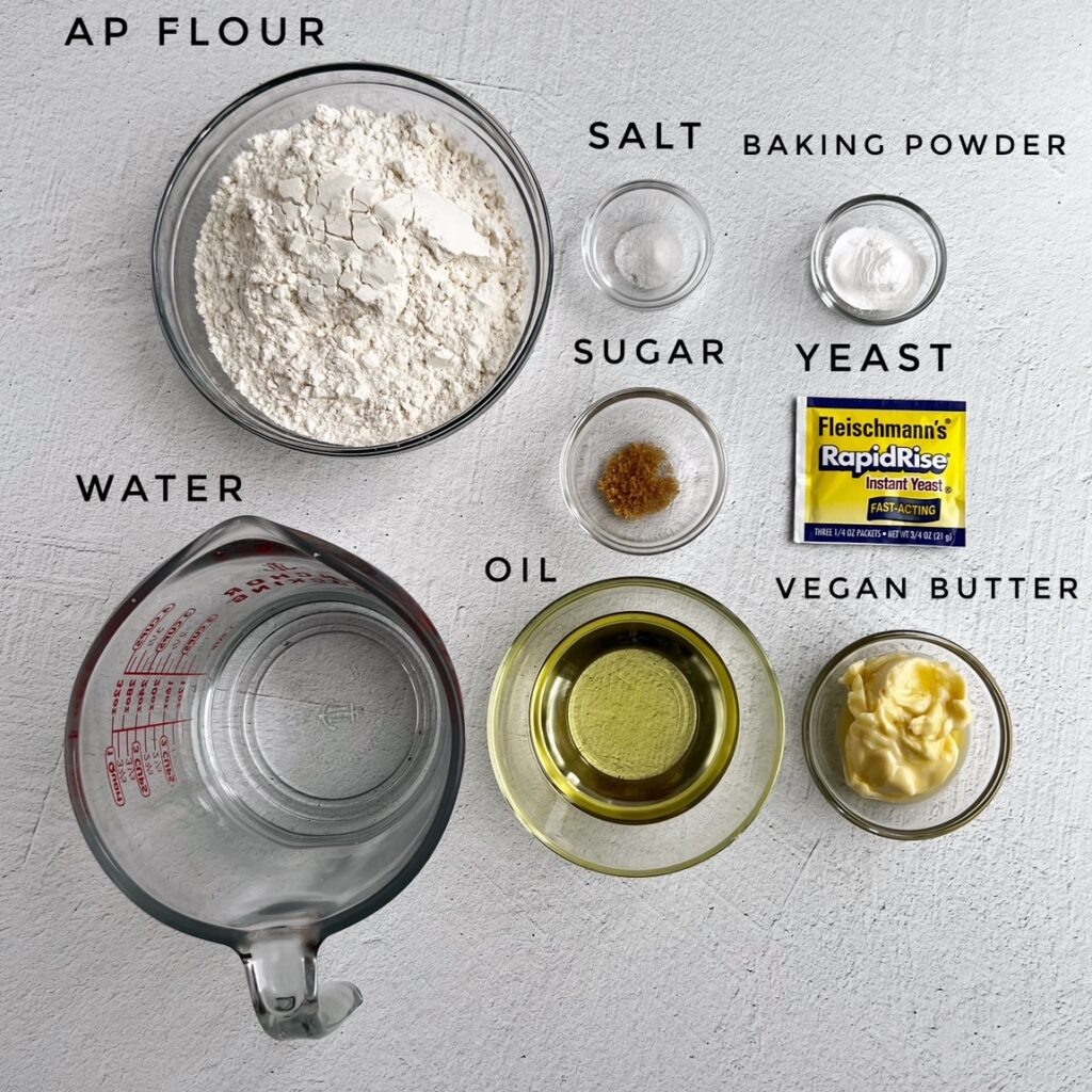 overhead view of ingredients for Guyanese oil roti