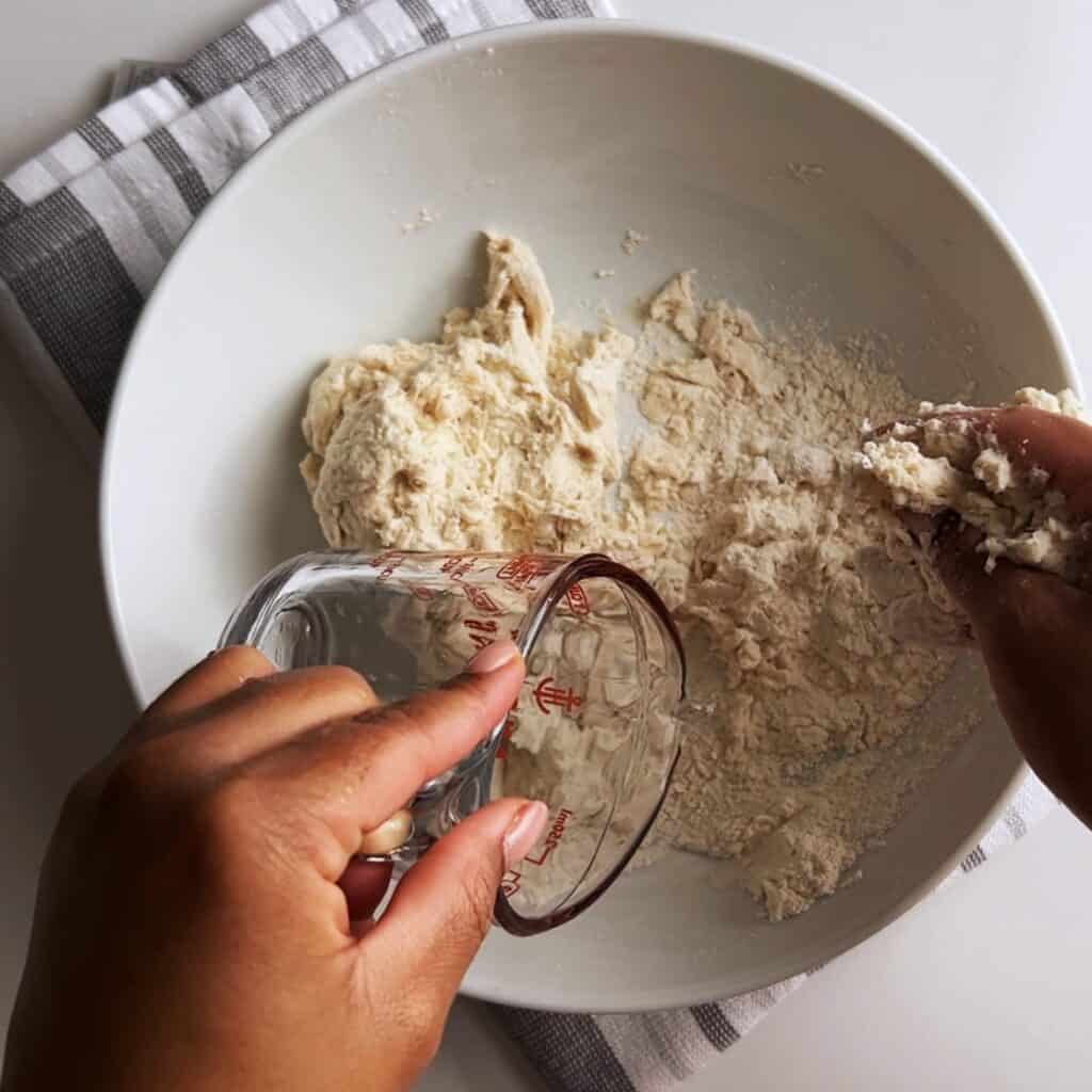 preparing aloo paratha dough