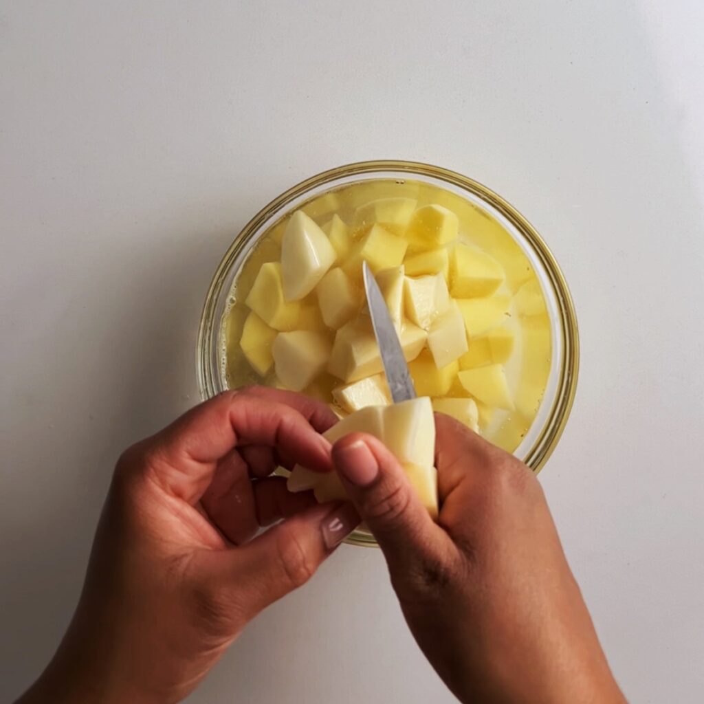 diced potatoes for aloo paratha