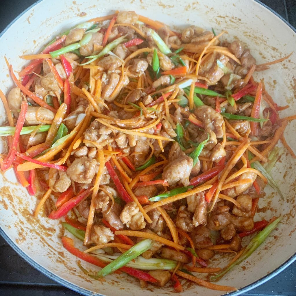 chicken and veggies for whole30 Guyanese style chicken chow mein