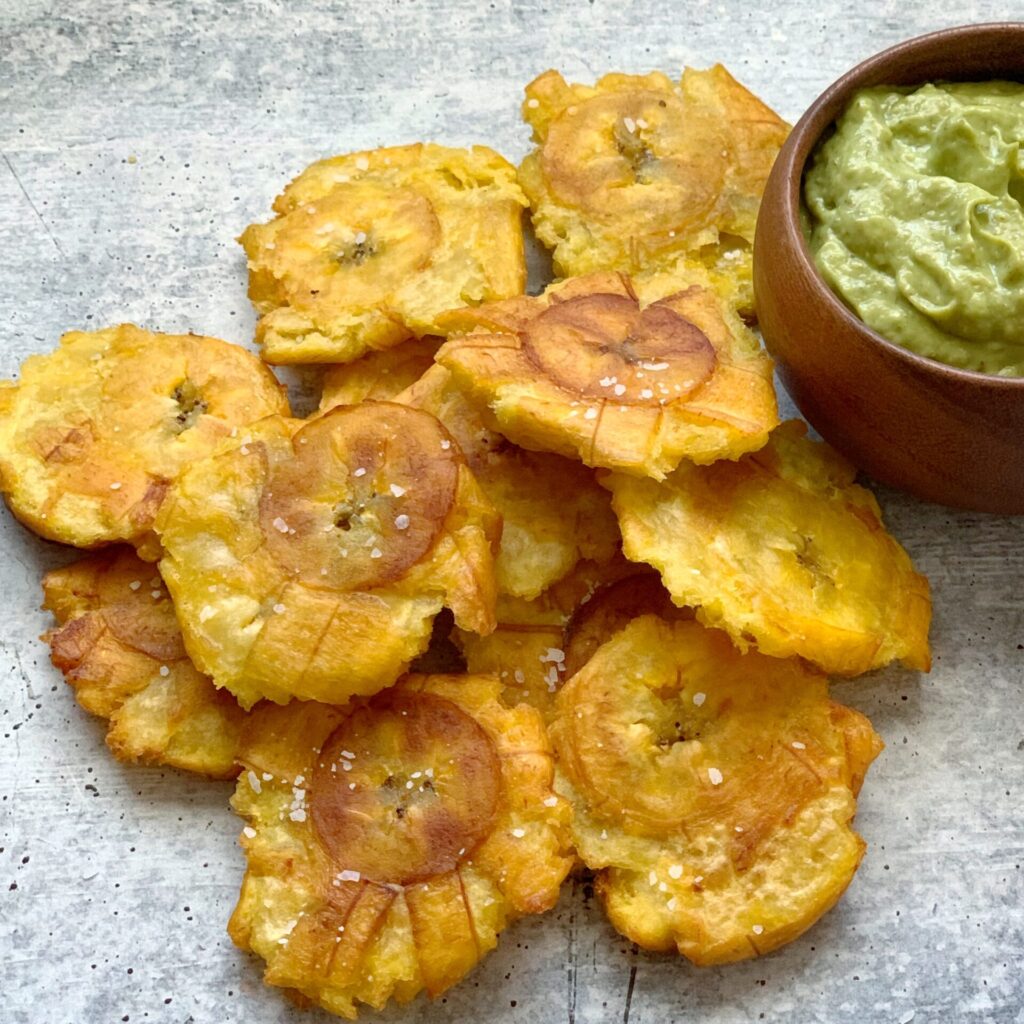 tostones with a side of dipping sauce