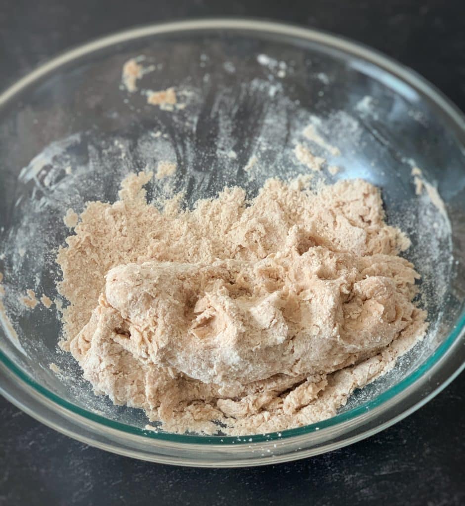 dough for crunchy mithai in a clear bowl