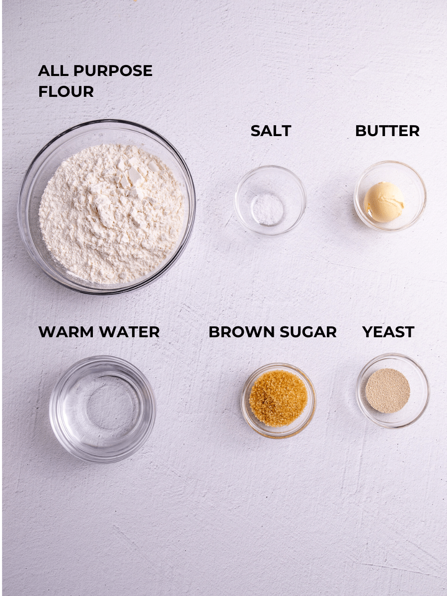 Pot bake ingredients measured out and labeled.