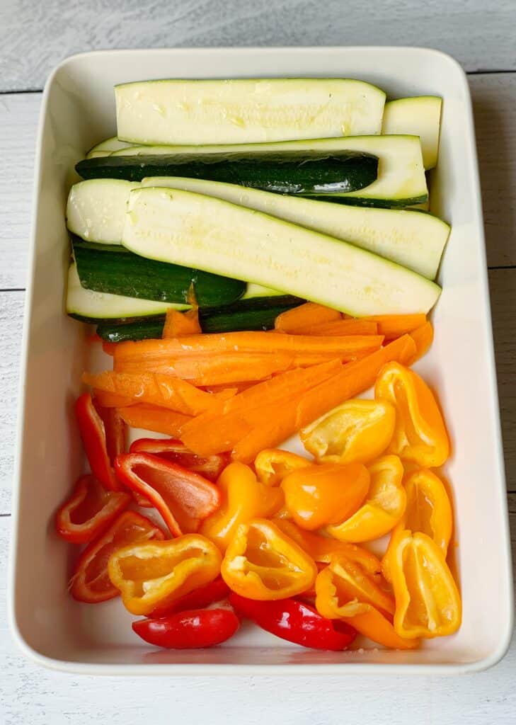 sliced veggies for burger salad