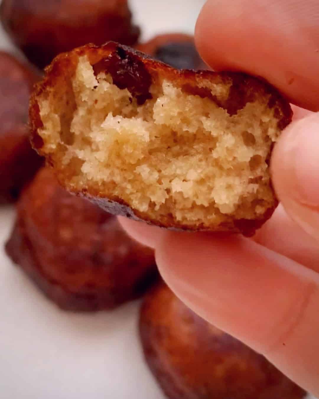 close up view of the center of a cooked gluten free gulgula 