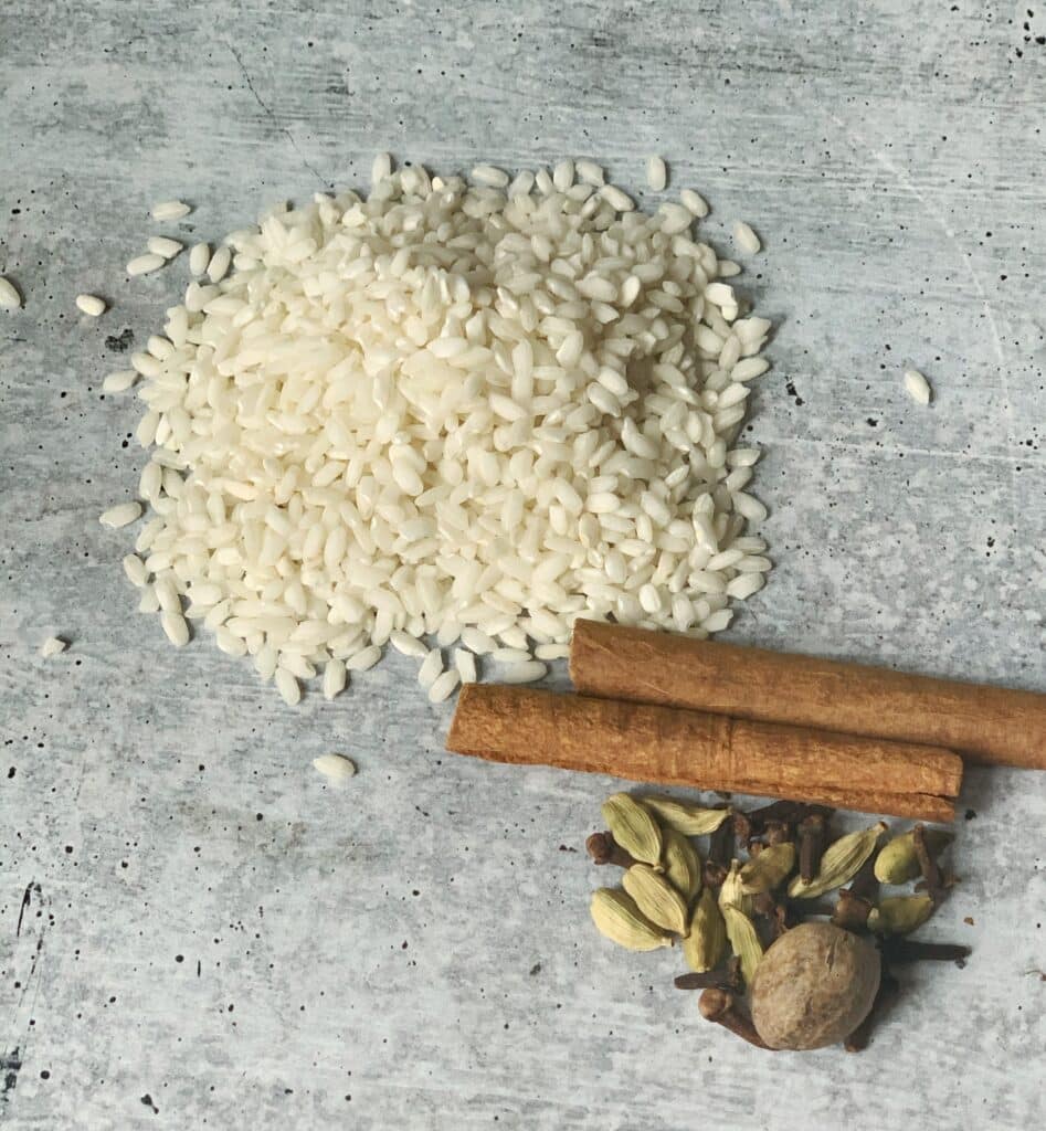 the ingredients for Guyanese sweet rice