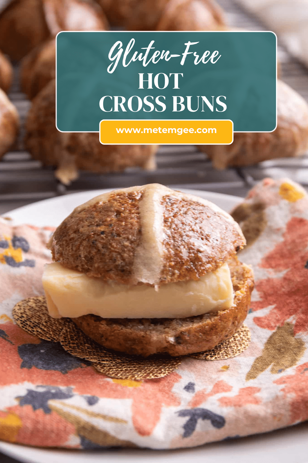 A pinterest pin for gluten free hot cross buns