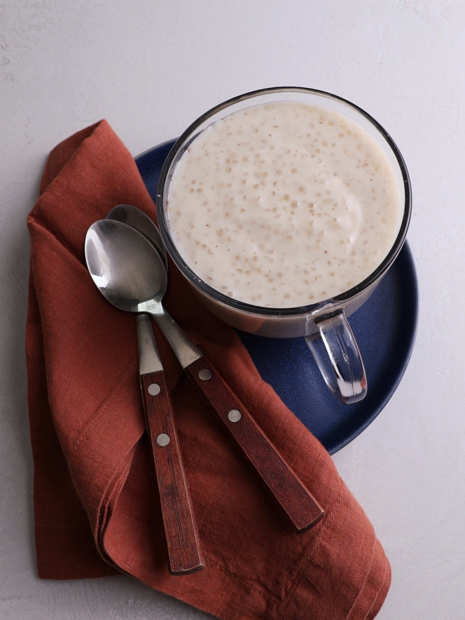 Porridge in a glass cup