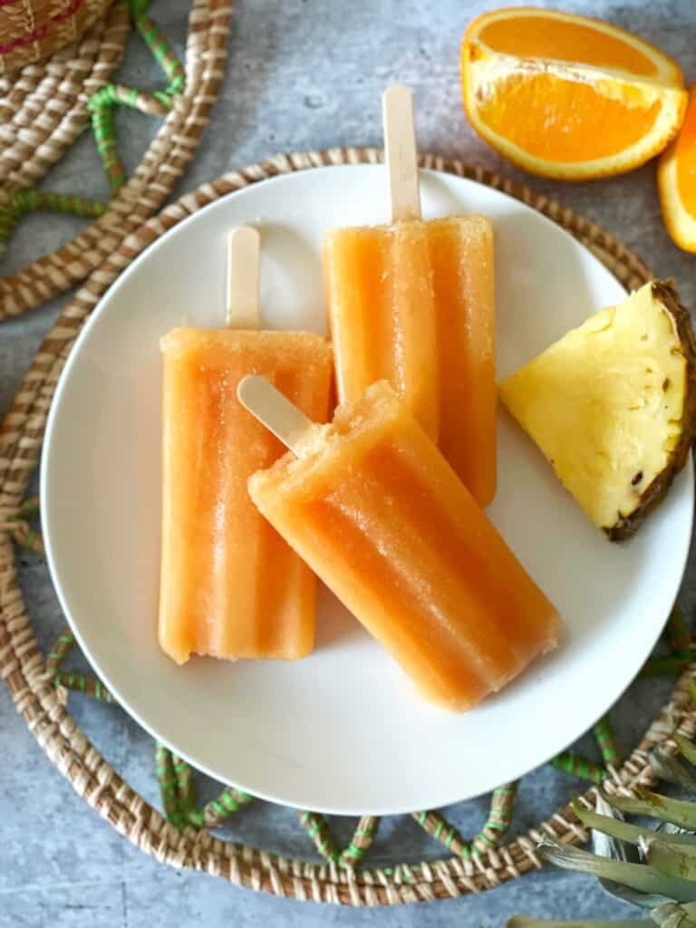 fruit popsicles or ice pops made using the flutie recipe