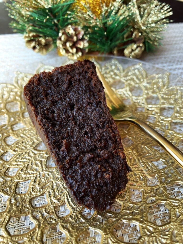 slice of Guyanese black cake on a plate