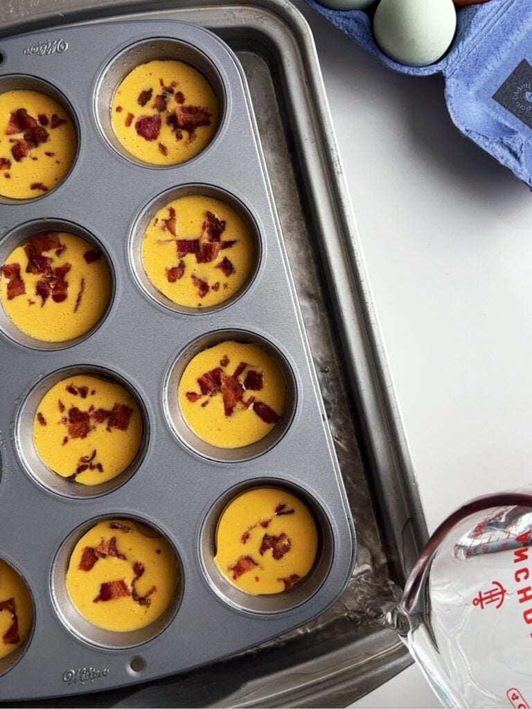 Bacon egg bites in a water bath