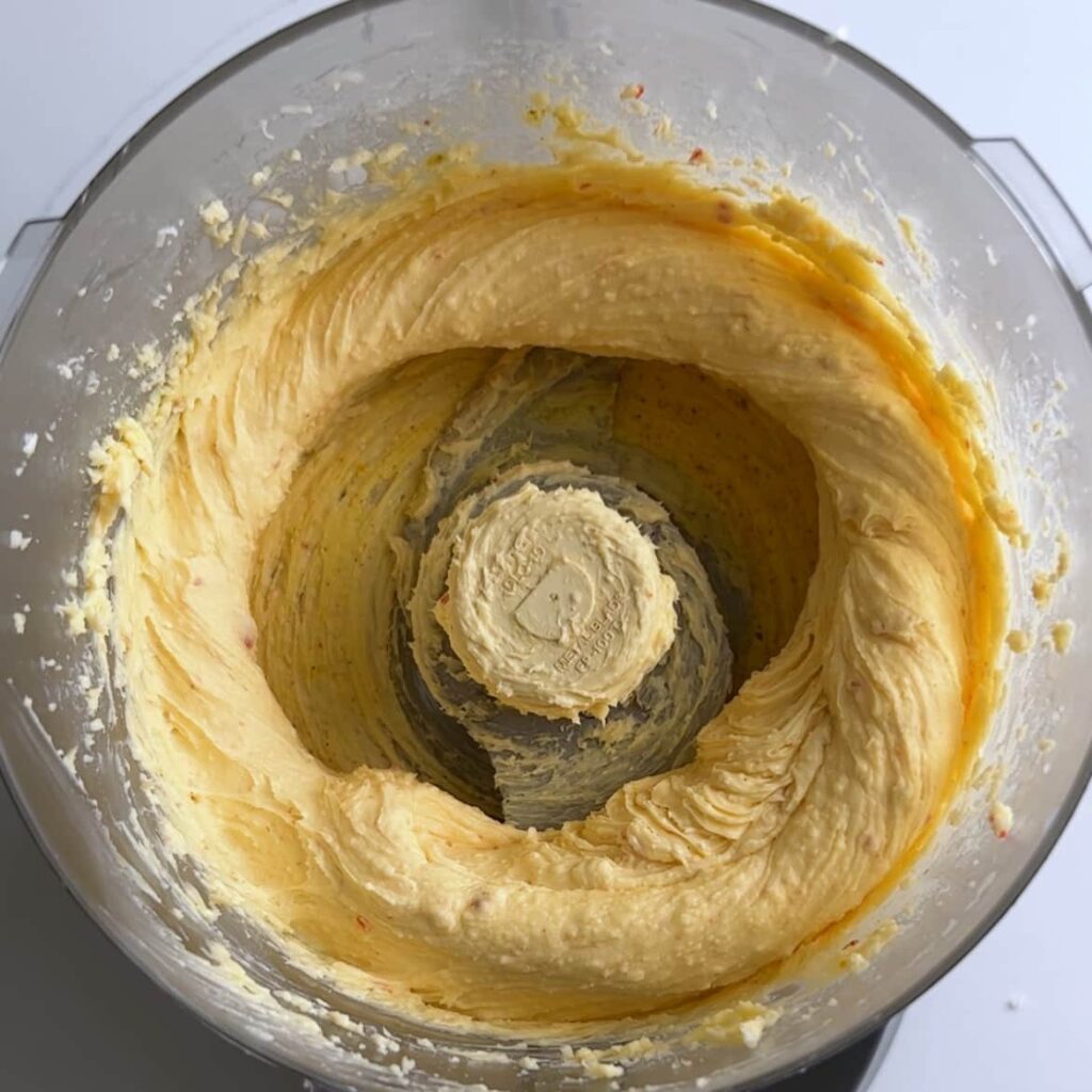 Cheese paste in food processor