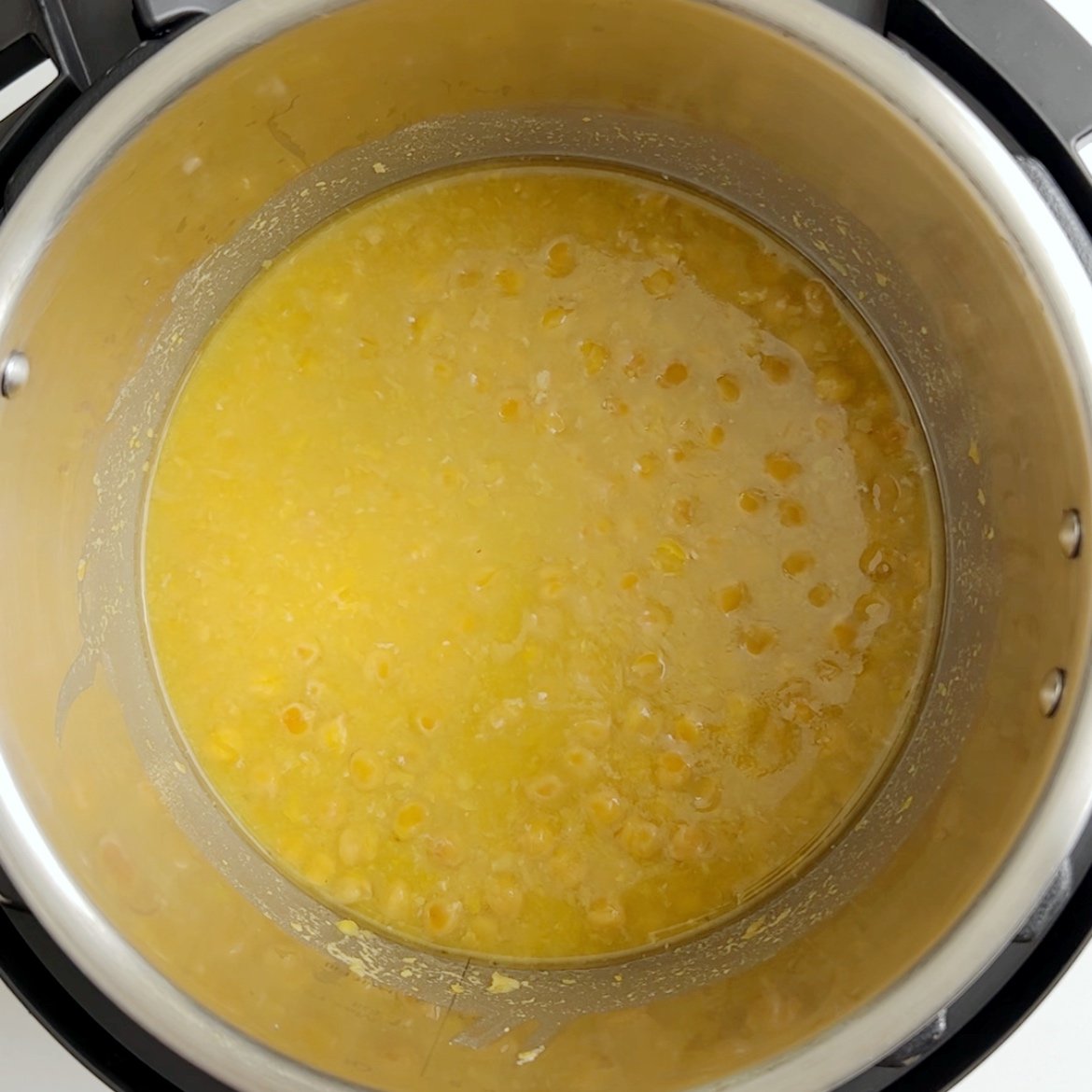 Cooked dhal and split peas in an instant pot