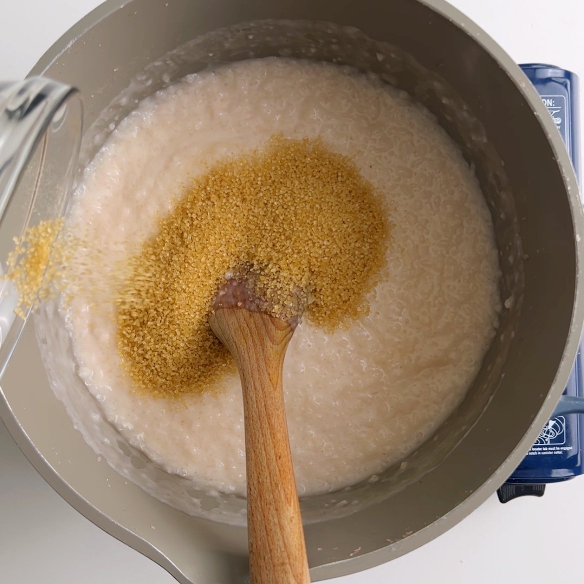 Rice porridge and Demerara sugar on top