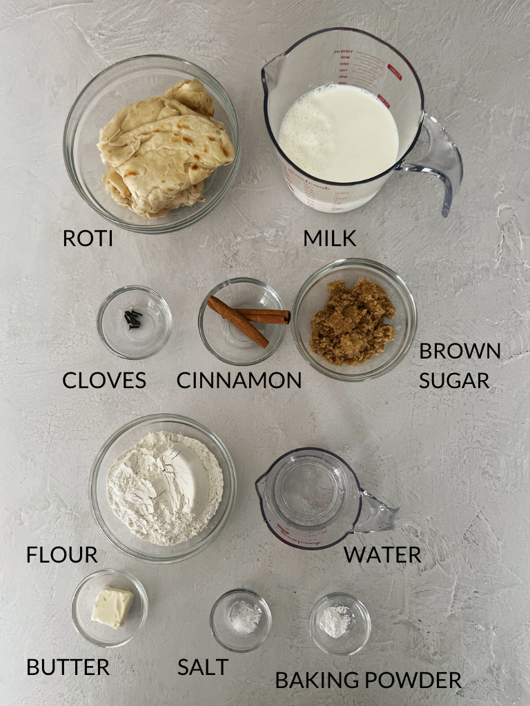 Ingredients measured out and labelled