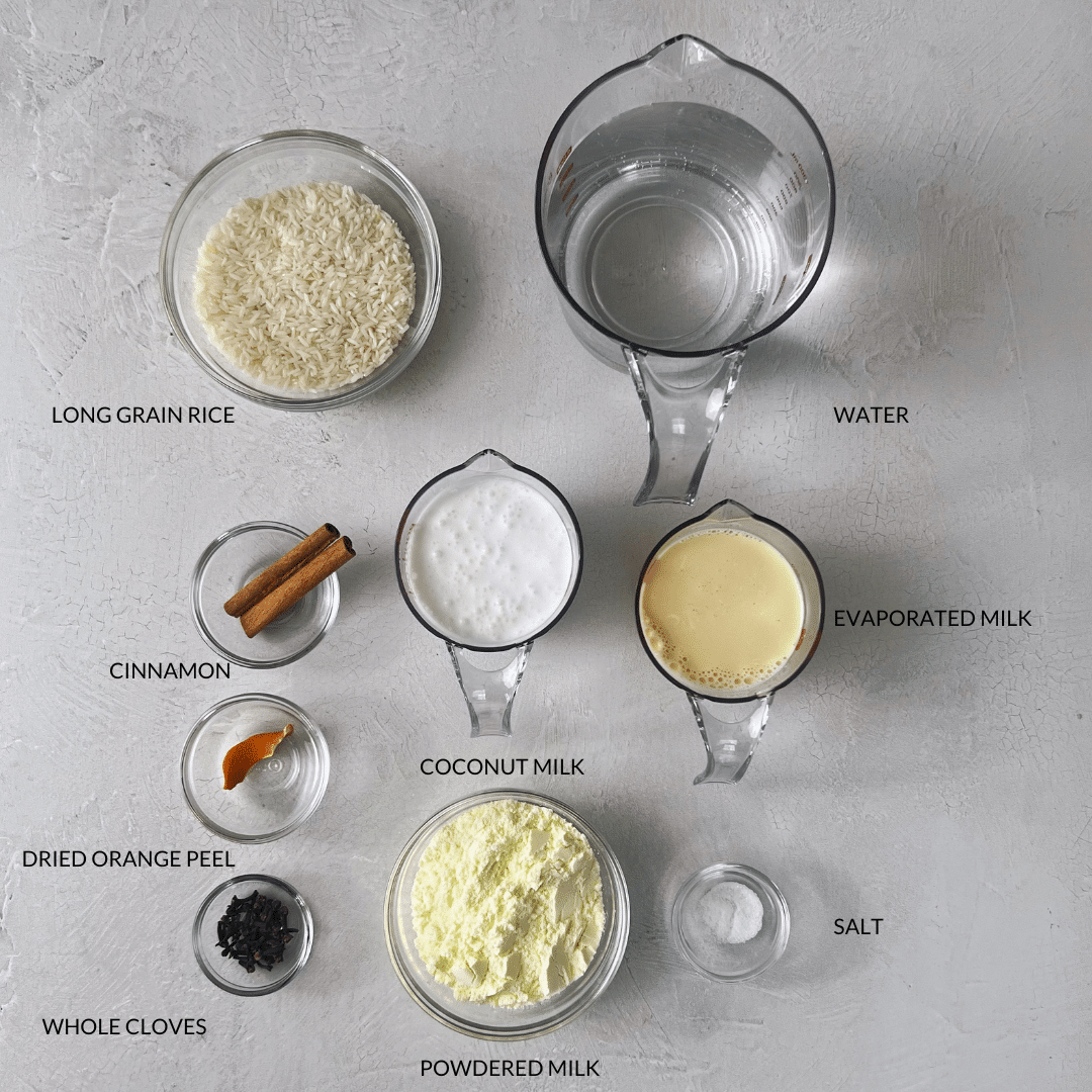 Measured out ingredients with labels