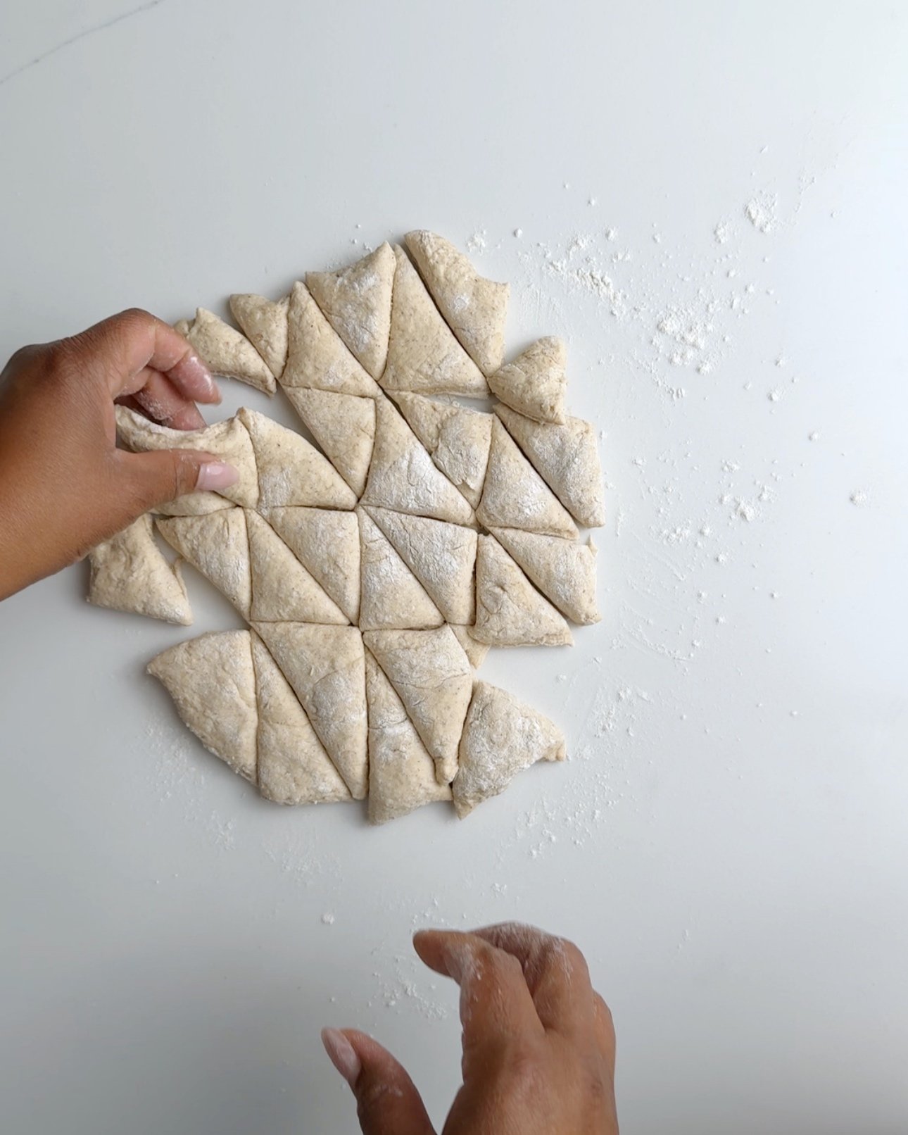 Mithai dough cut into triangles