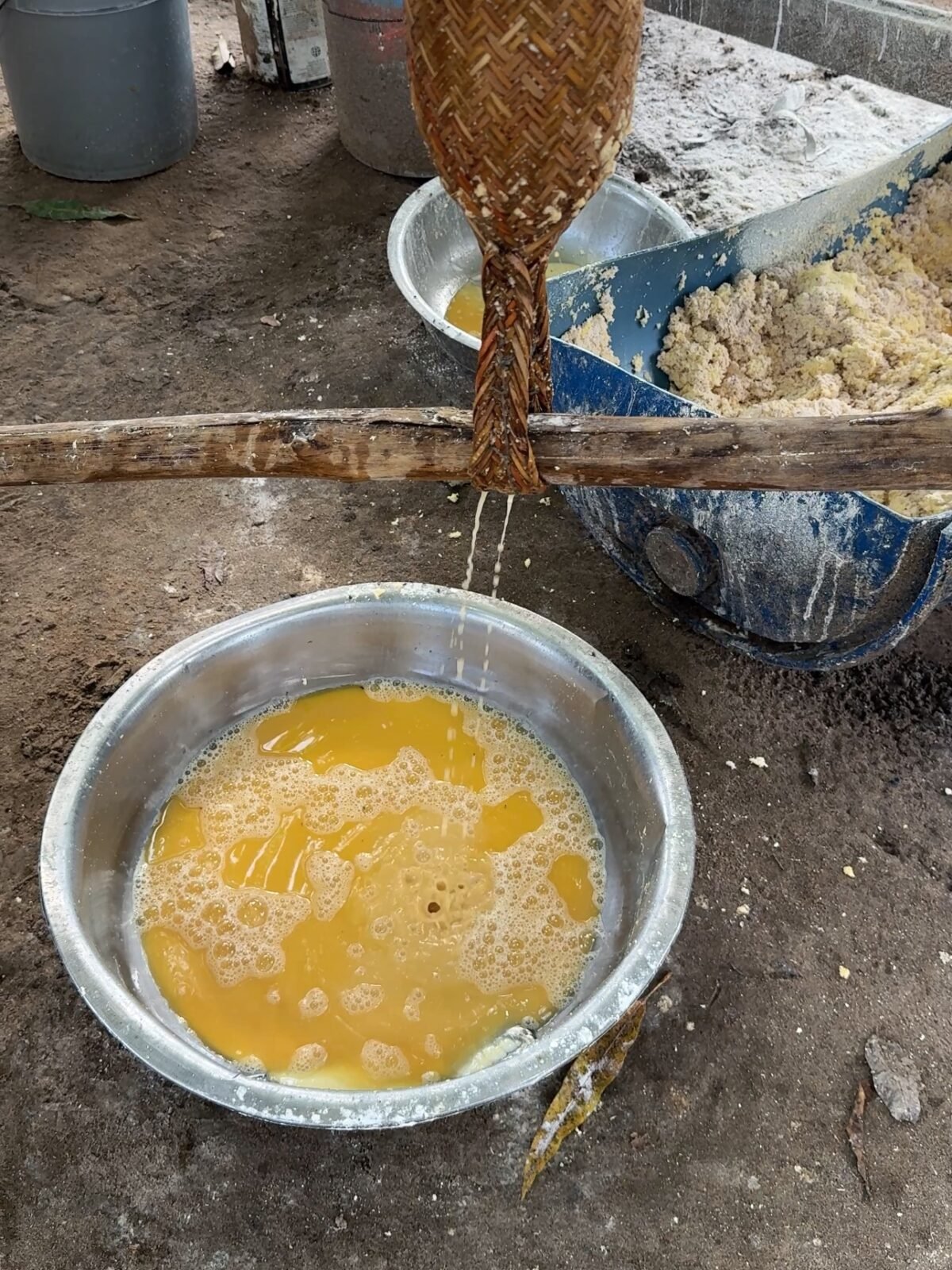 Cassava juice dripping froma mattapee
