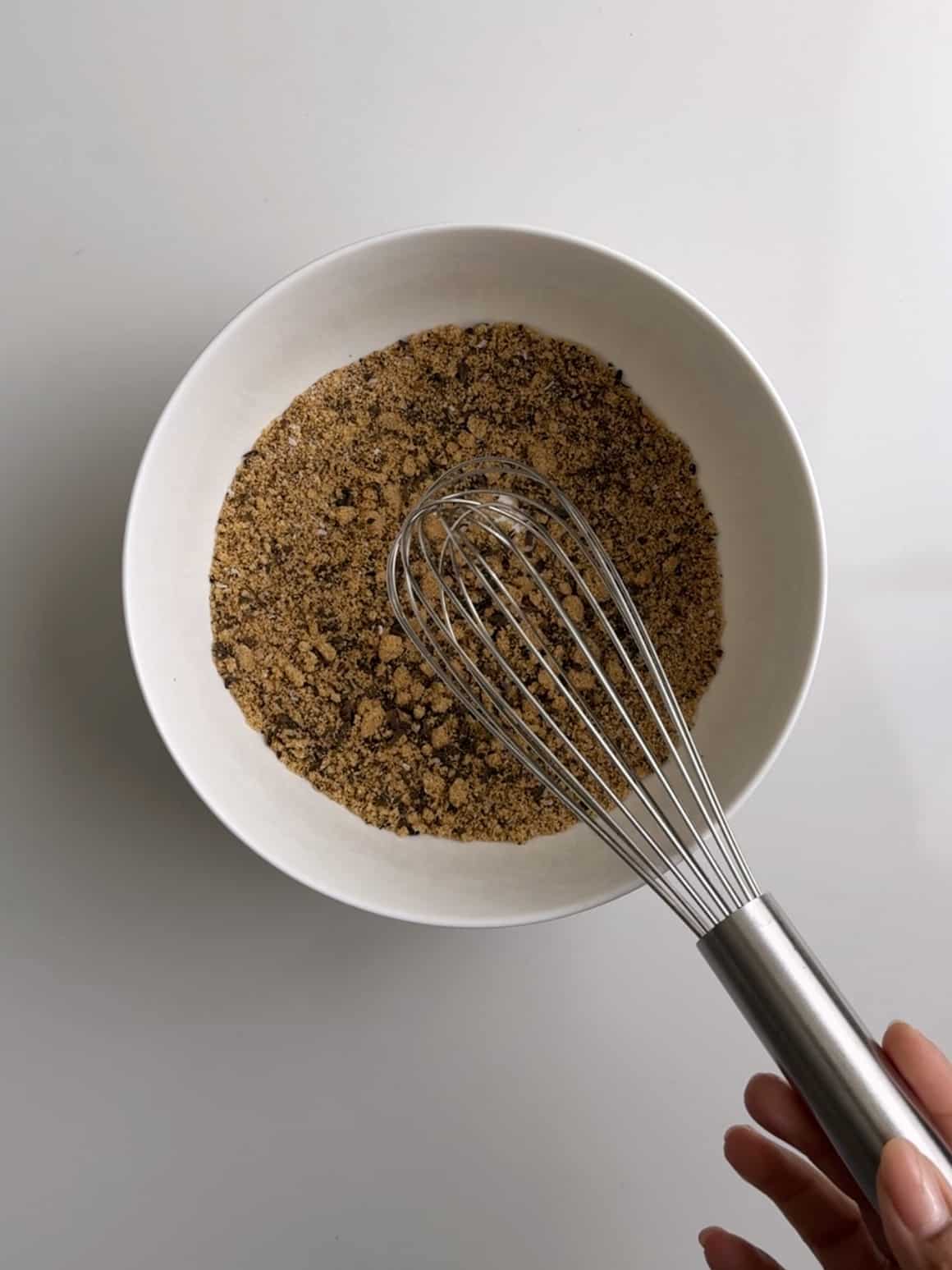 Mixing the dry ingredients with a whisk